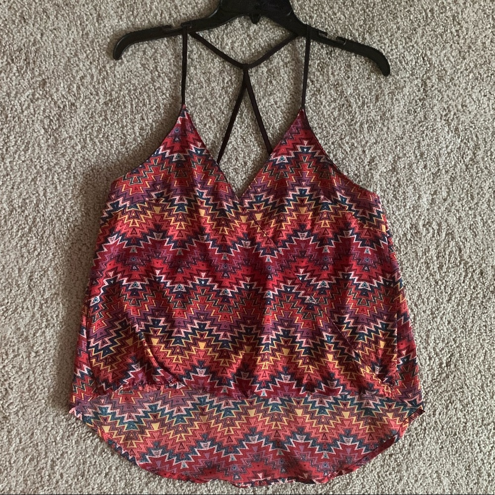 Multicolor surplice tank with spaghetti straps